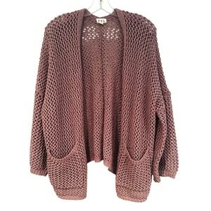 POL Crochet Open Knit‎ Cardigan Sweater Women's Small Mauve Boho Hippie Dainty